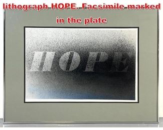 Lot 302 Edward Ruscha Offset lithograph HOPE. Facsimile marked in the plate 