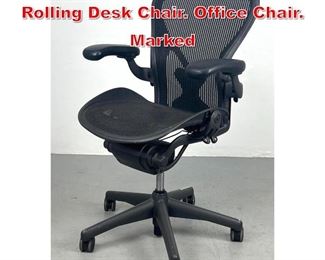 Lot 312 HERMAN MILLER Aeron Rolling Desk Chair. Office Chair. Marked