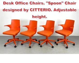 Lot 313 Set 4 KARTELL Orange Desk Office Chairs. Spoon Chair designed by CITTERIO. Adjustable height. 