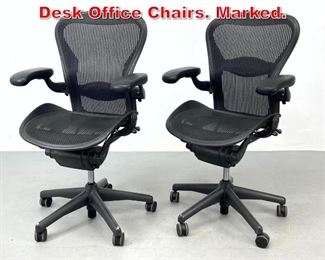Lot 318 Pr HERMAN MILLER Aeron Desk Office Chairs. Marked. 