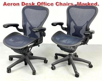 Lot 320 2 pcs HERMAN MILLER Aeron Desk Office Chairs. Marked. 