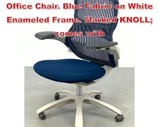 Lot 325 KNOLL Generation Desk Office Chair. Blue Fabric on White Enameled Frame. Marked KNOLL comes with 