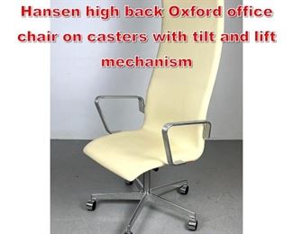 Lot 326 Arne Jacobsen for Fritz Hansen high back Oxford office chair on casters with tilt and lift mechanism