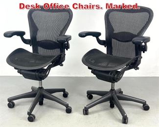 Lot 327 Pr HERMAN MILLER Aeron Desk Office Chairs. Marked. 