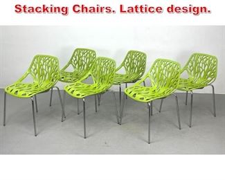 Lot 329 Set 6 Plastic and Chrome Stacking Chairs. Lattice design. 