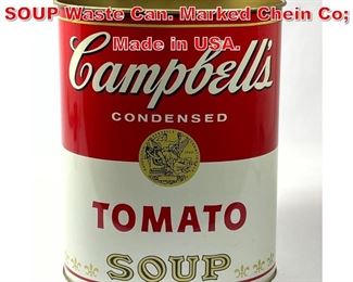 Lot 342 Vintage Metal CAMPBELL S SOUP Waste Can. Marked Chein Co Made in USA. 