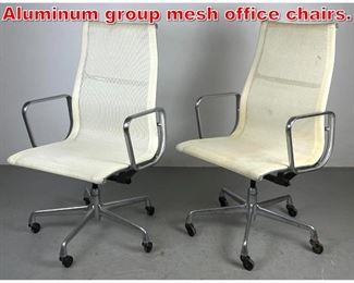 Lot 377 2pc Herman Miller Eames Aluminum group mesh office chairs. 