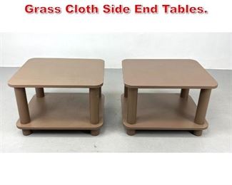 Lot 380 Pair Karl Springer Style Grass Cloth Side End Tables. 