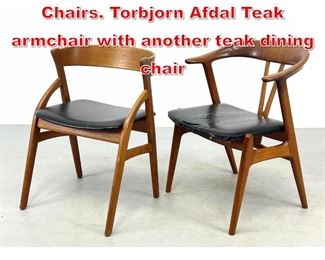 Lot 398 2 Danish Modern Teak Chairs. Torbjorn Afdal Teak armchair with another teak dining chair