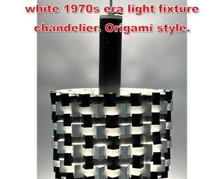 Lot 411 Bent metal, black and white 1970s era light fixture chandelier. Origami style. 