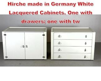 Lot 413 2pc Modernist Herbert Hirche made in Germany White Lacquered Cabinets. One with drawers one with tw