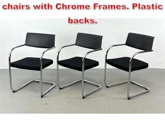 Lot 420 3pc KNOLL Office Arm chairs with Chrome Frames. Plastic backs. 