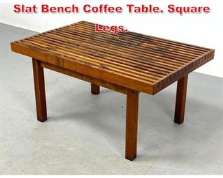 Lot 423 Mel Smilow Style Walnut Slat Bench Coffee Table. Square Legs. 