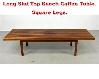 Lot 424 Mel Smilow Style Walnut Long Slat Top Bench Coffee Table. Square Legs. 