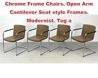 Lot 427 Set 4 WILKHAHN Stacking Chrome Frame Chairs. Open Arm Cantilever Seat style Frames. Modernist. Tag a