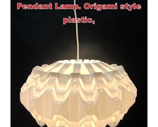 Lot 435 Scandinavian Swedish Pendant Lamp. Origami style plastic,