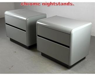 Lot 437 Pr Lane Gray lacquer and chrome nightstands. 