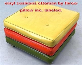 Lot 459 3 part stacking colorful vinyl cushions ottoman by throw pillow inc. labeled. 