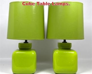 Lot 468 Pr Lime Green Modernist Cube Table Lamps. 