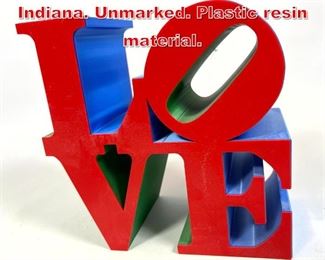 Lot 475 Love Sculpture after Robert Indiana. Unmarked. Plastic resin material.