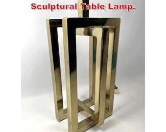 Lot 479 Modernist Brass Tone Sculptural Table Lamp. 