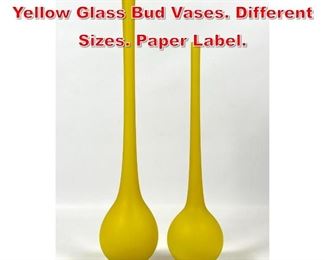 Lot 481 2pc ROSENTHAL NETTER Yellow Glass Bud Vases. Different Sizes. Paper Label. 