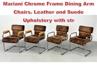 Lot 505 Set 4 Guido Faleschini Mariani Chrome Frame Dining Arm Chairs. Leather and Suede Upholstery with str
