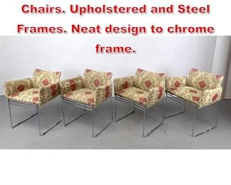 Lot 521 Set 4 B BERGER Dining Chairs. Upholstered and Steel Frames. Neat design to chrome frame. 