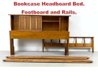 Lot 522 Mid Century Modern Bookcase Headboard Bed. Footboard and Rails.