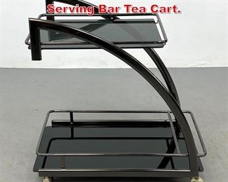 Lot 523 Modernist Black Rolling Serving Bar Tea Cart. 