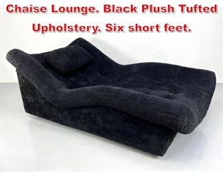 Lot 540 Oversized Modernist Wave Chaise Lounge. Black Plush Tufted Upholstery. Six short feet. 