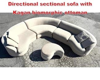 Lot 545 Vladimir Kagan for Directional sectional sofa with Kagan biomorphic ottoman