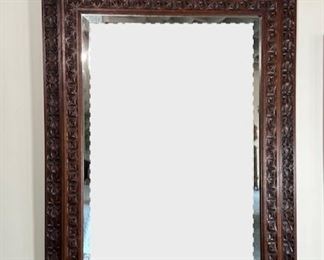 $550, Late 19th Century French Breton Brittany Carved Mirror 61 x 40.5 x 3
