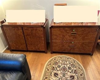 $2300, Custom Vintage Burl Wood Walnut Office Desk Set