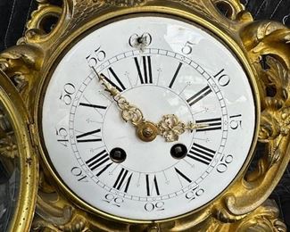 $1200, 19th Century French Gilded Mantle Clock and Candelabras Garniture