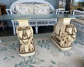 $920, Pair of Chinese Terra Cotta Elephant Garden Seats