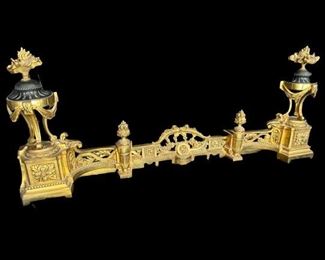 $900, French antique gild bronze extendable fireplace fender