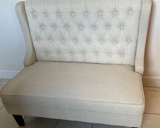 $125 - Bench. Measurements: 48" x 39" high (to the top of the back) x 17" (to the seat) x 29" deep