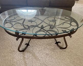 $75 - Oval coffee table. Measurements: 51" x 33" x 19"