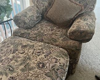 $200 - Oversized chair with matching ottoman. Measurements: 42" x 36" x 18"