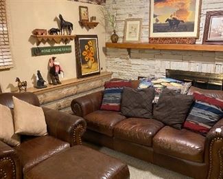 Vtg Leather Couch 