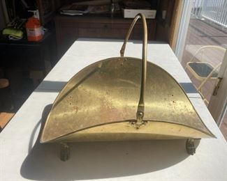 Brass Fireplace Log Holder, Scuttle, Bucket