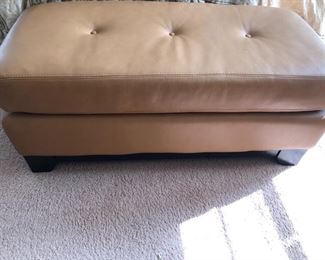 TAN LEATHER OTTOMAN