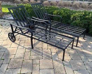 PAIR OF CHAISE LOUNGES WITH CUSHIONS -- AVAILABLE OFF SITE -- PLEASE CONTACT CINDY @ (724) 289-8077 FOR PURCHASE ANYTIME 