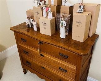 Antique 3 drawer chest with mirror