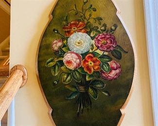 Pair of Jeanne Reed painted floral panels