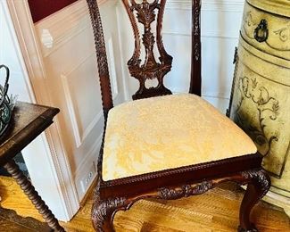 Maitland Smith ball and claw foot Philadelphia dining chair, polished mahogany, Chippendale style, set of 6