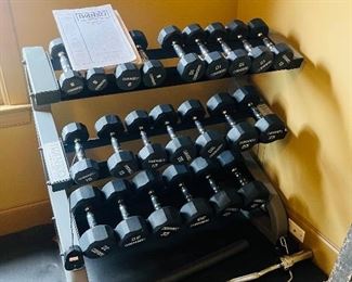 Ivanko dumbbell rack and free weights
