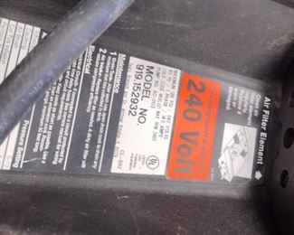 craftsman 33-gallon Ari compressor 240 volt