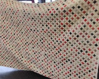 massive cathedral window quilt. all hand stitched, complete with pillow and bed runner